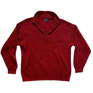 Country Road Ribbed 1/4 Zip-Up Heavy Red Sweater